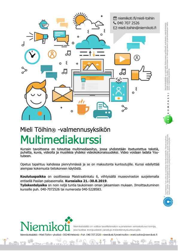 Mieli Töihin: Multimediakurssi 21.–30.8.2019