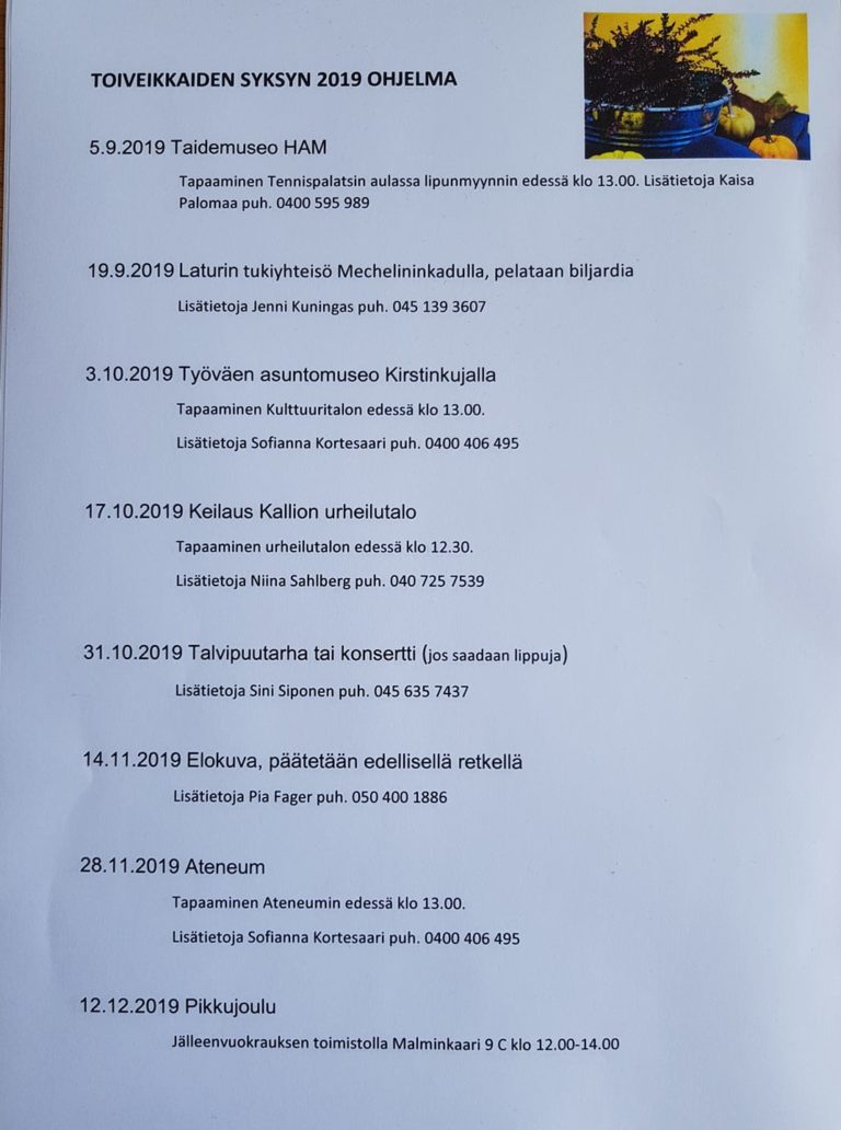 Tervetuloa mukaan Toiveikas Torstai ryhmään!
