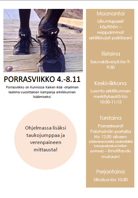 Osallistumme ensi viikolla 4.-8.11. Kunnossa Kaiken Ikää -ohjelman laatimaan por…