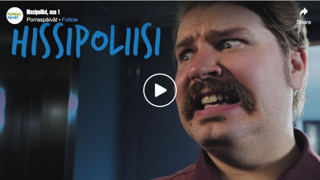 Kauhistuneet kasvot, hissipoliisi tulee!