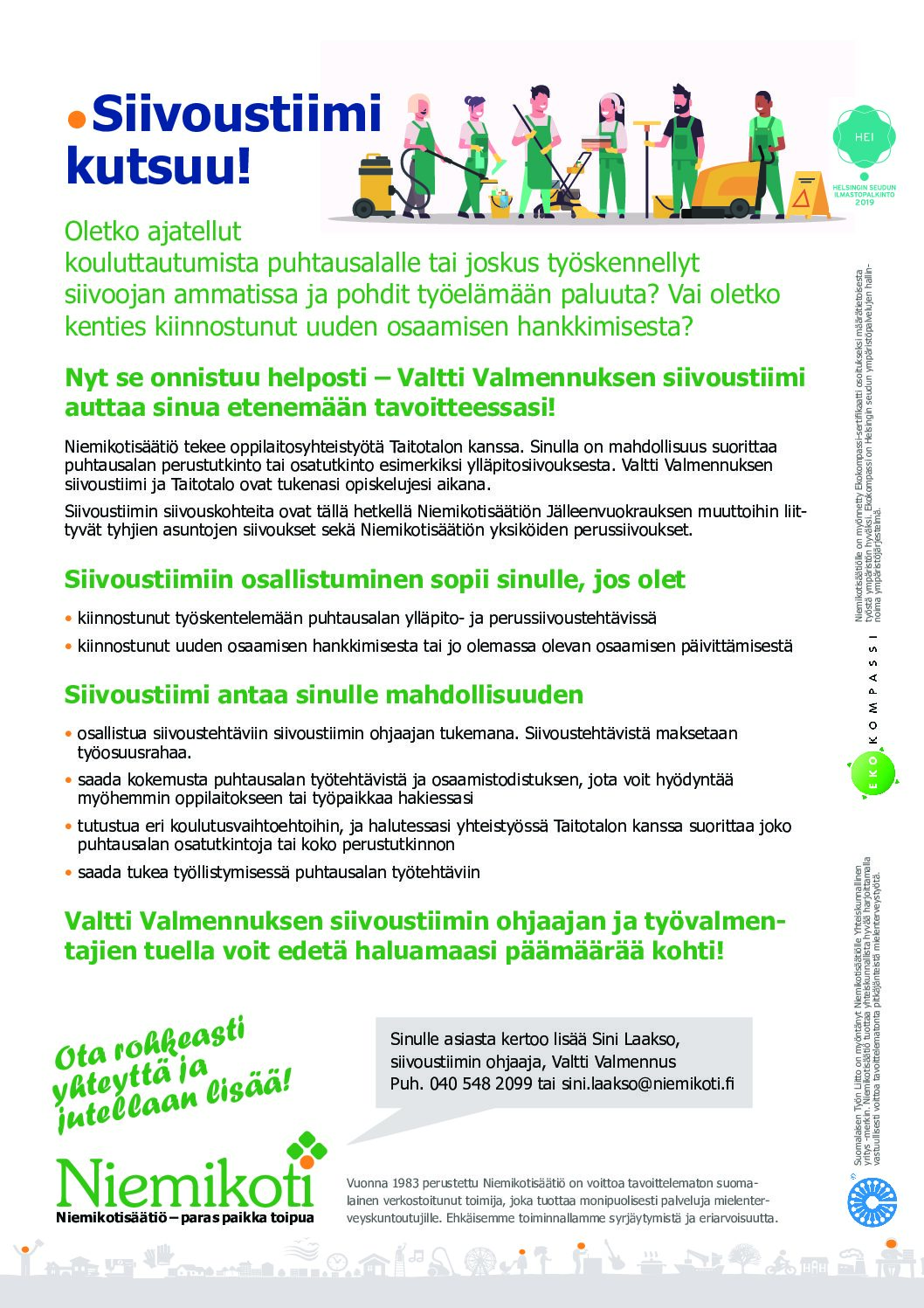 Siivoustiimi kutsuu! – Haagan toimintatalo