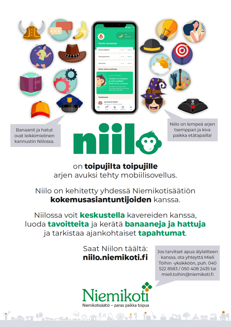 Niilo-sovellus on toipujilta toipujille