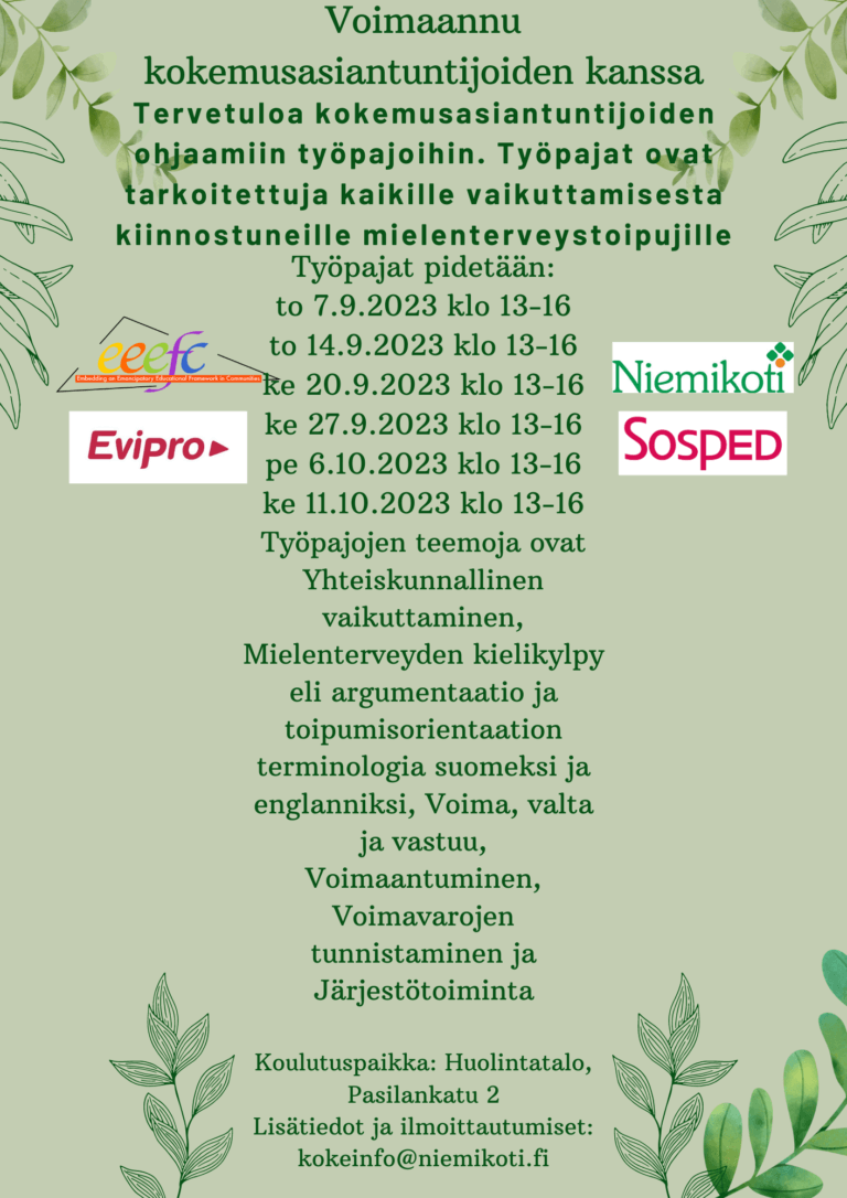 Voimaannu kokemusasiantuntijoiden kanssa!