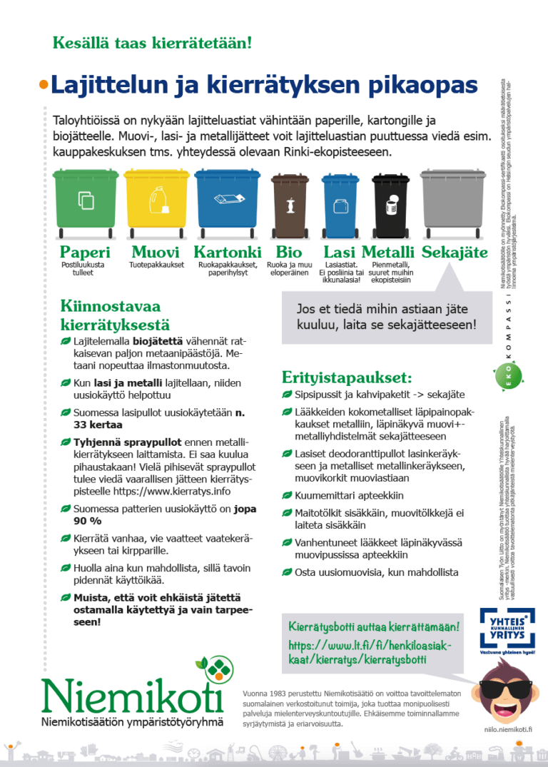 Kesällä taas kierrätetään ja lajitellaan