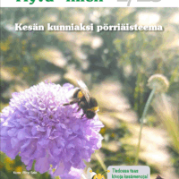 Kuva esittää lehden kansikuvaa, jossa on otsikko Hyvä mieli 1/25. Taustalla on kuva, jossa kimalainen istuu violetilla kukalla. Kuvan päällä lukee Kesän kunniaksi pörriäisteema. Alareunassa on Niemikodin logo ja
