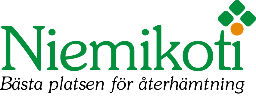 Niemikoti-logo, jossa teksti "Bästa platsen för återhämtning".