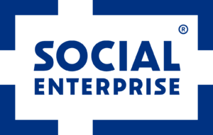 A blue logo featuring the text "SOCIAL ENTERPRISE" with a registered trademark symbol.