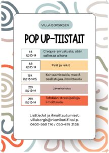 Villa Borgiksen Pop up-tiistait