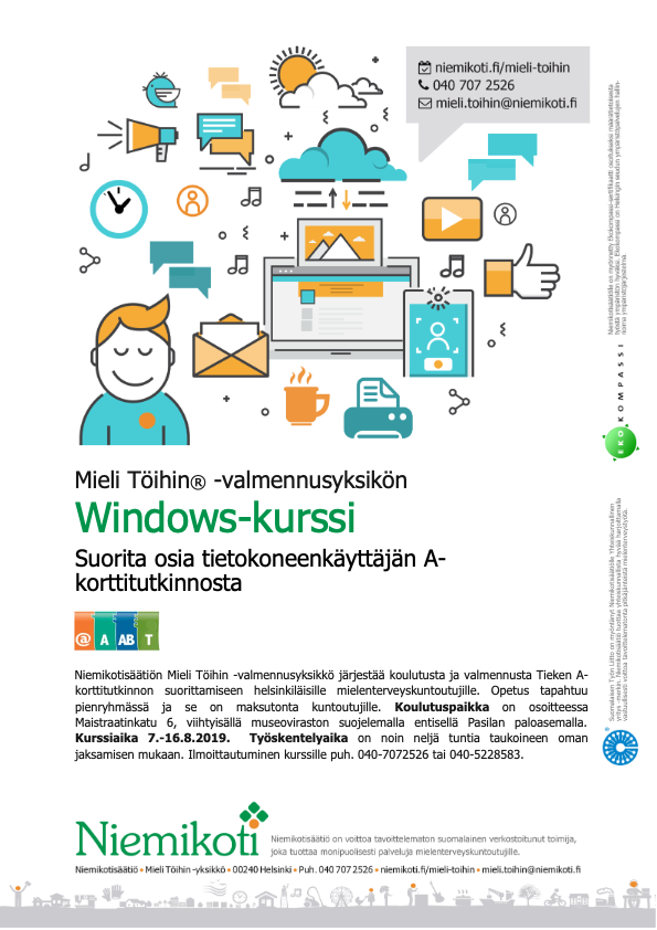 Mieli Töihin: Windows-kurssi 7.–16.8.2019